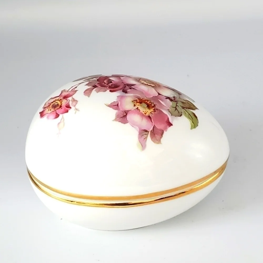 Gerold Porzellan Floral Egg Trinket‎ Box Porcelain Vintage West Germany